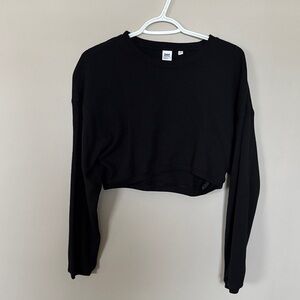 TNA Black Long Sleeve Crop Top